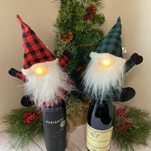 Load image into Gallery viewer, Plush Plaid Santa Gnome Bottle Topper