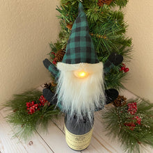 Load image into Gallery viewer, Plush Plaid Santa Gnome Bottle Topper