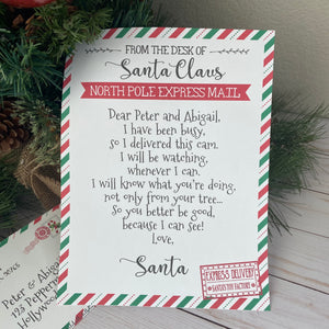 Santa Cam Ornament + Letter