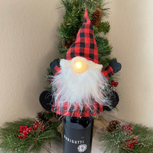 Load image into Gallery viewer, Plush Plaid Santa Gnome Bottle Topper